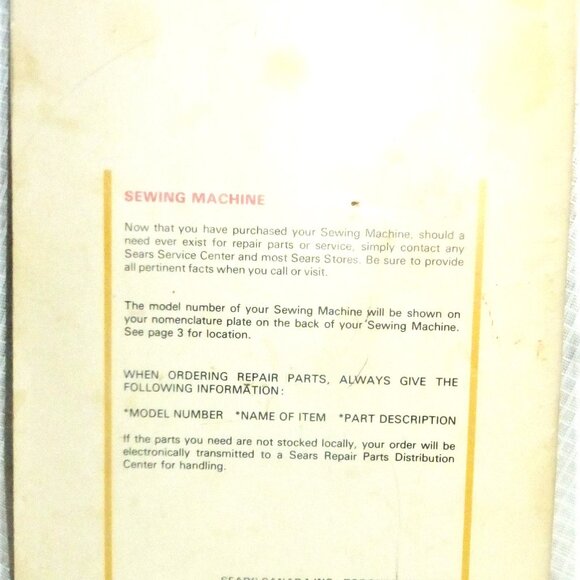 Kenmore Sewing Machine Model 17651 OWNERS MANUAL Booklet - Picture 4 of 4